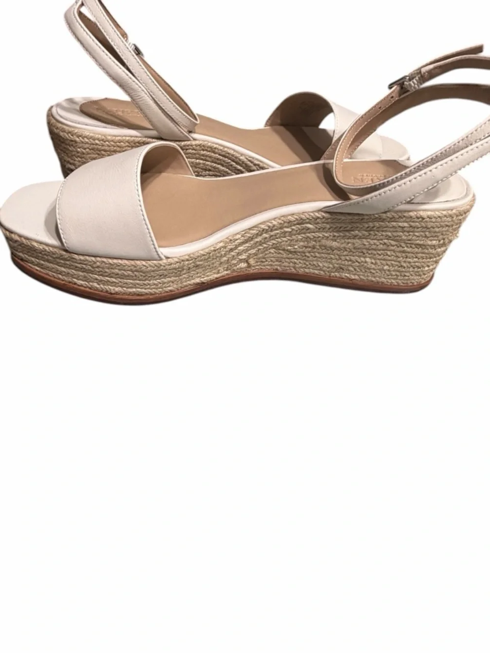 Ralph Lauren Cream Espadrille Ankle-Strap Wedge Sandals